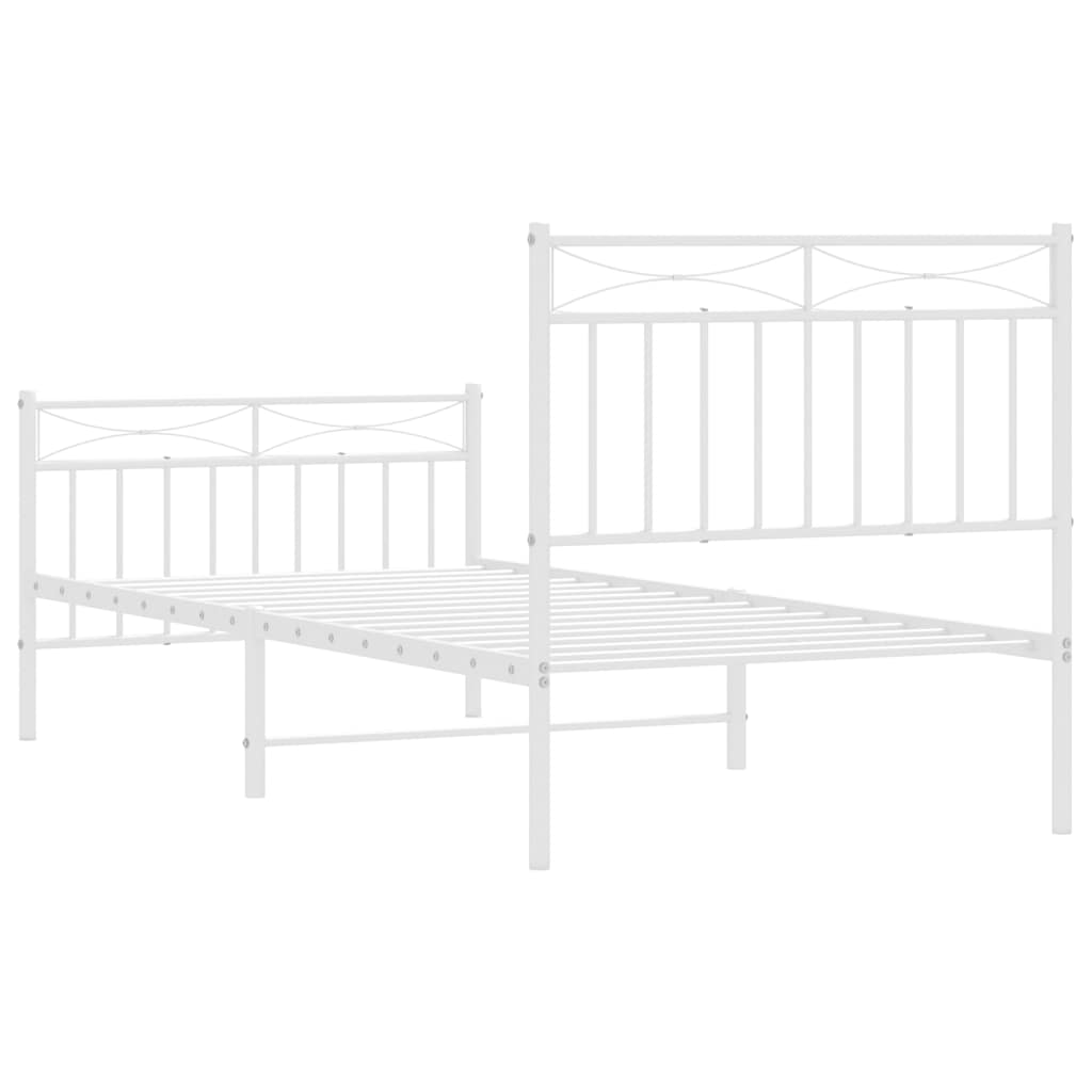 sengeramme med sengegavl og fodgærde 90x190 cm metal hvid