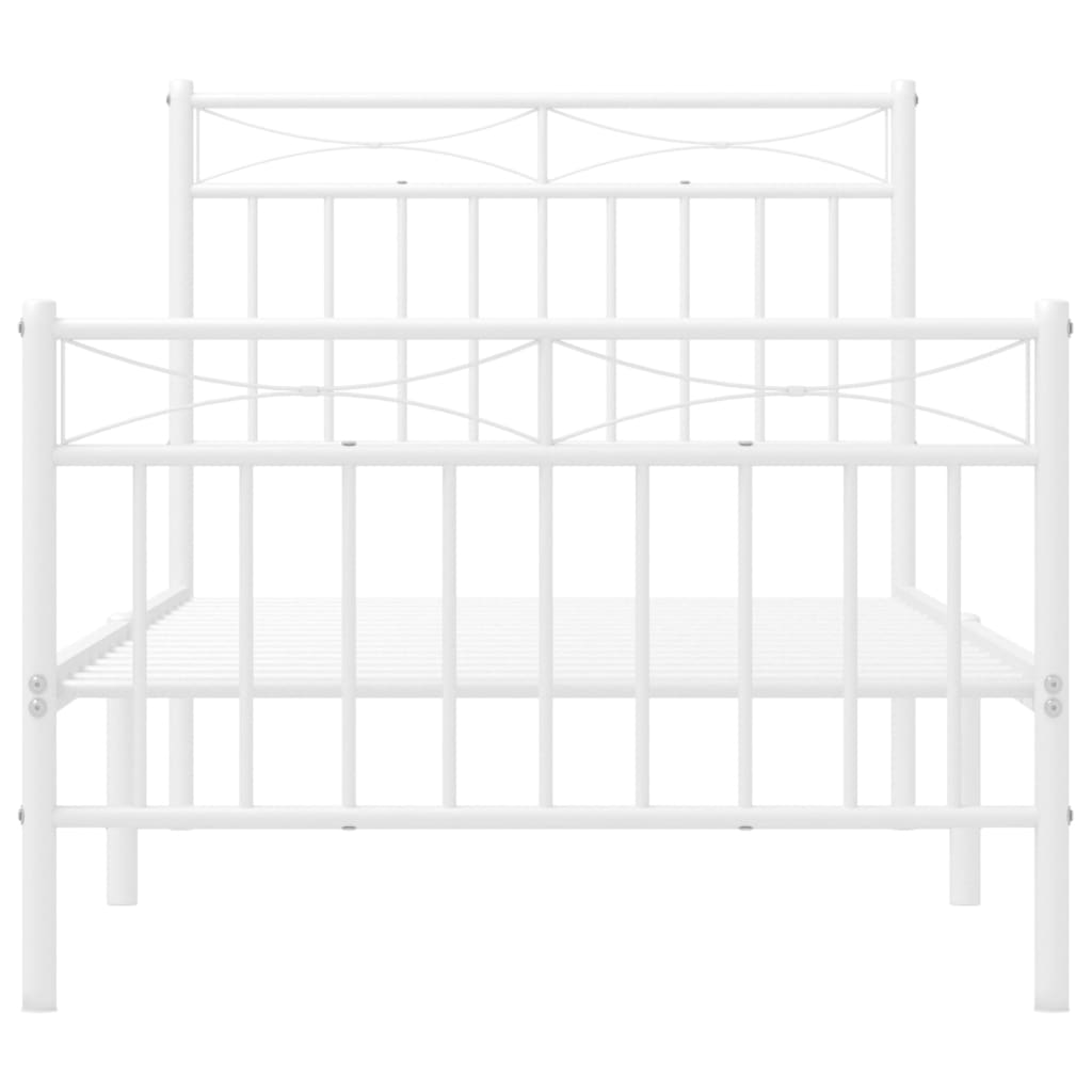 sengeramme med sengegavl og fodgærde 90x200 cm metal hvid