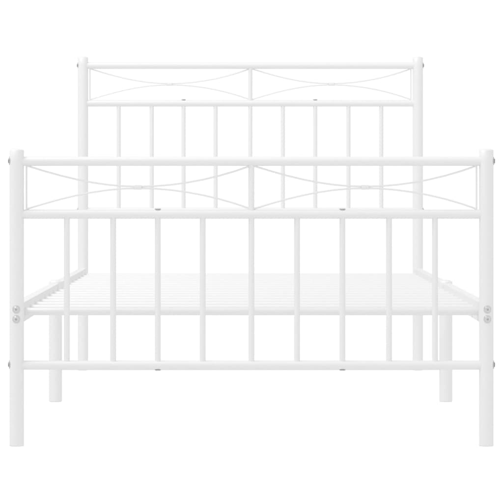 sengeramme med sengegavl og fodgærde 100x190 cm metal hvid
