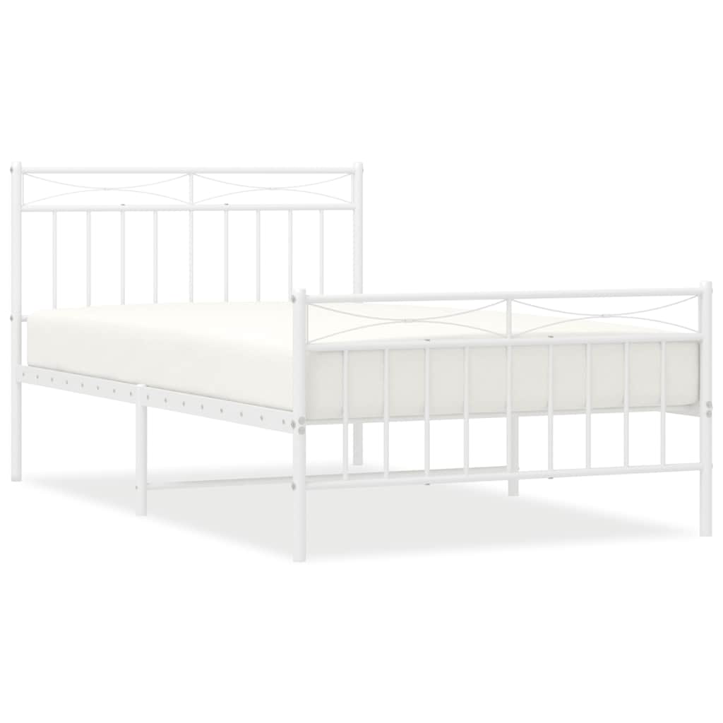 sengeramme med sengegavl og fodgærde 100x200 cm metal hvid