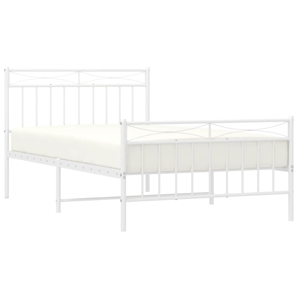 sengeramme med sengegavl og fodgærde 100x200 cm metal hvid