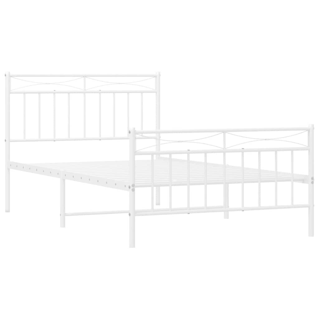 sengeramme med sengegavl og fodgærde 100x200 cm metal hvid