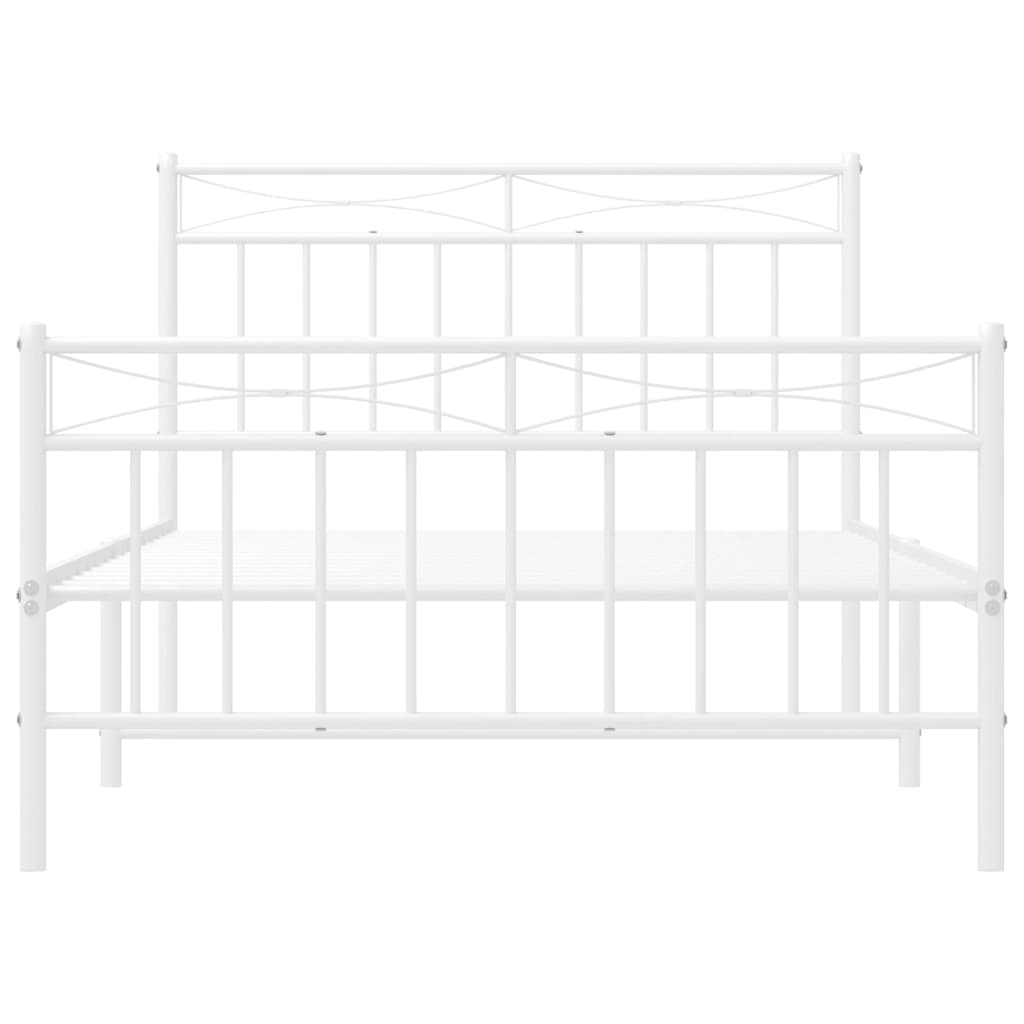 sengeramme med sengegavl og fodgærde 100x200 cm metal hvid