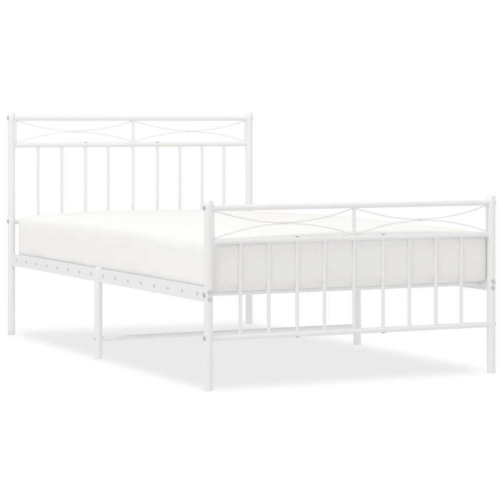 sengeramme med sengegavl og fodgærde 107x203 cm metal hvid