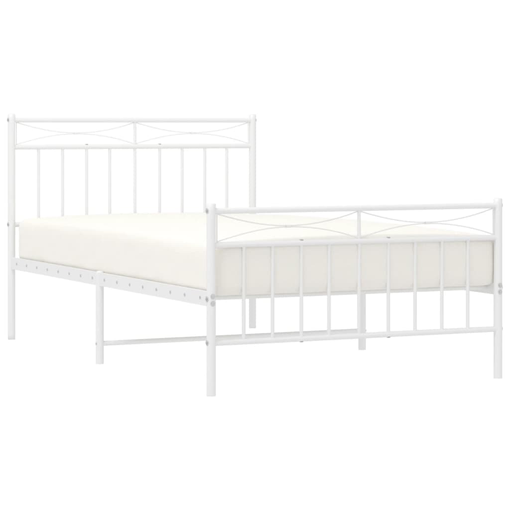 sengeramme med sengegavl og fodgærde 107x203 cm metal hvid