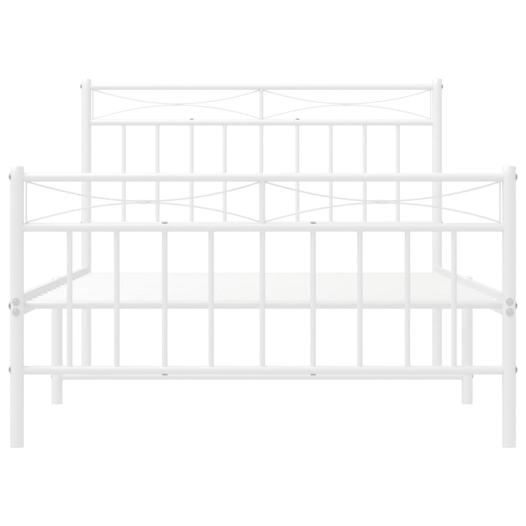sengeramme med sengegavl og fodgærde 107x203 cm metal hvid