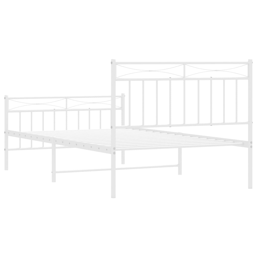 sengeramme med sengegavl og fodgærde 107x203 cm metal hvid