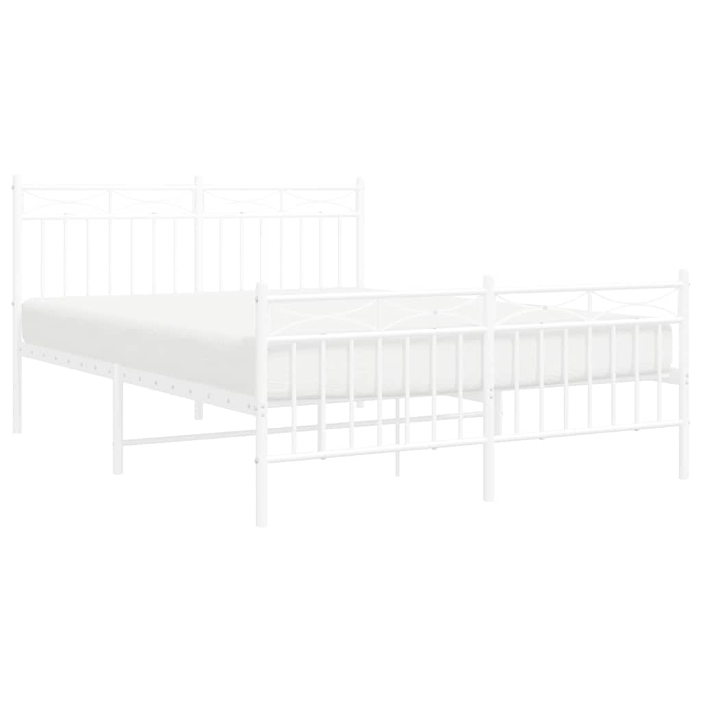 sengeramme med sengegavl og fodgærde 135x190 cm metal hvid