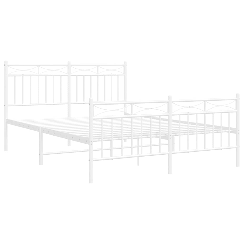 sengeramme med sengegavl og fodgærde 135x190 cm metal hvid