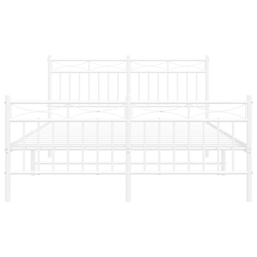 sengeramme med sengegavl og fodgærde 135x190 cm metal hvid