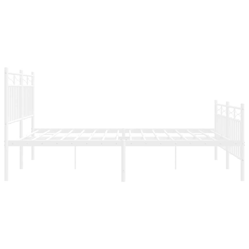 sengeramme med sengegavl og fodgærde 135x190 cm metal hvid
