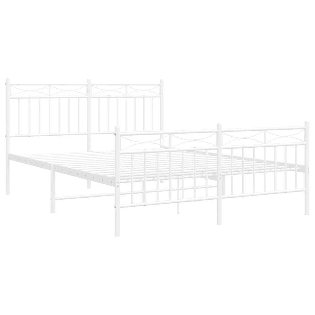 sengeramme med sengegavl og fodgærde 140x190 cm metal hvid