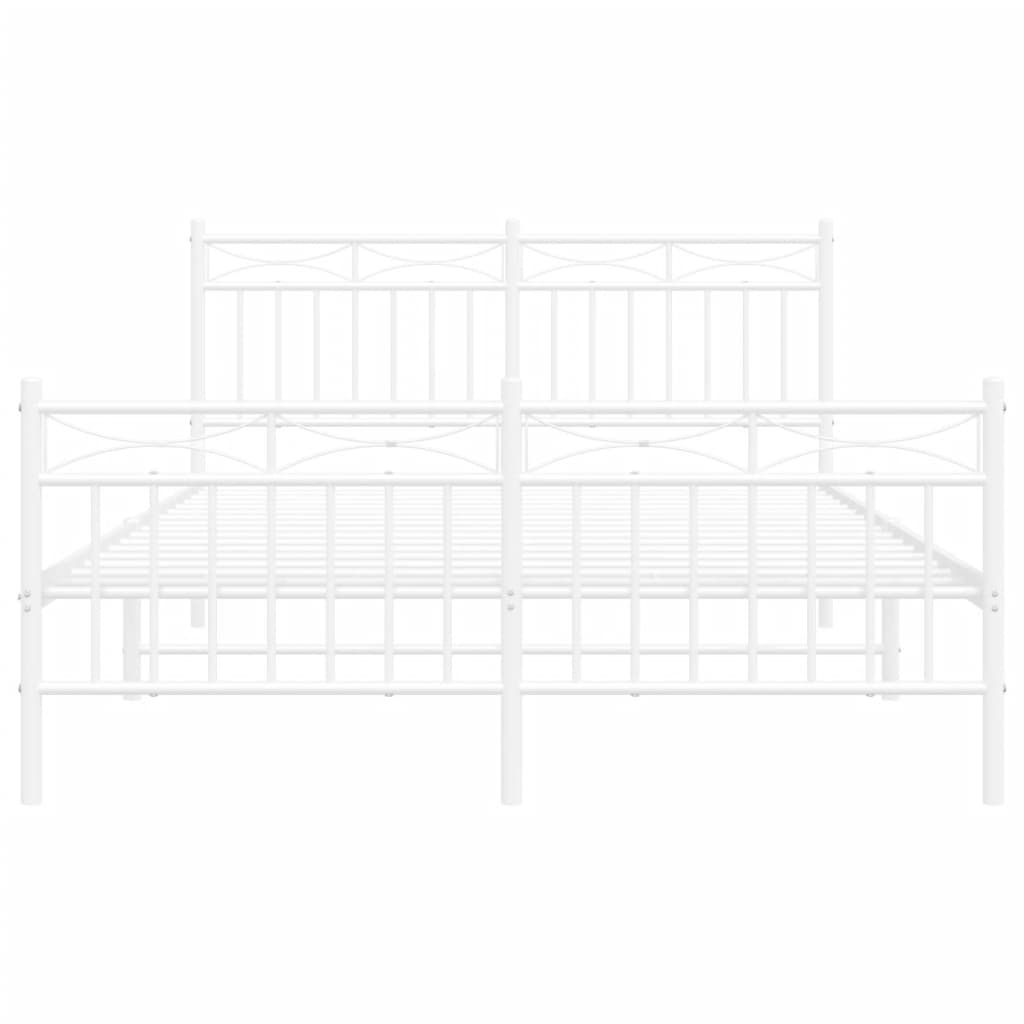 sengeramme med sengegavl og fodgærde 140x190 cm metal hvid