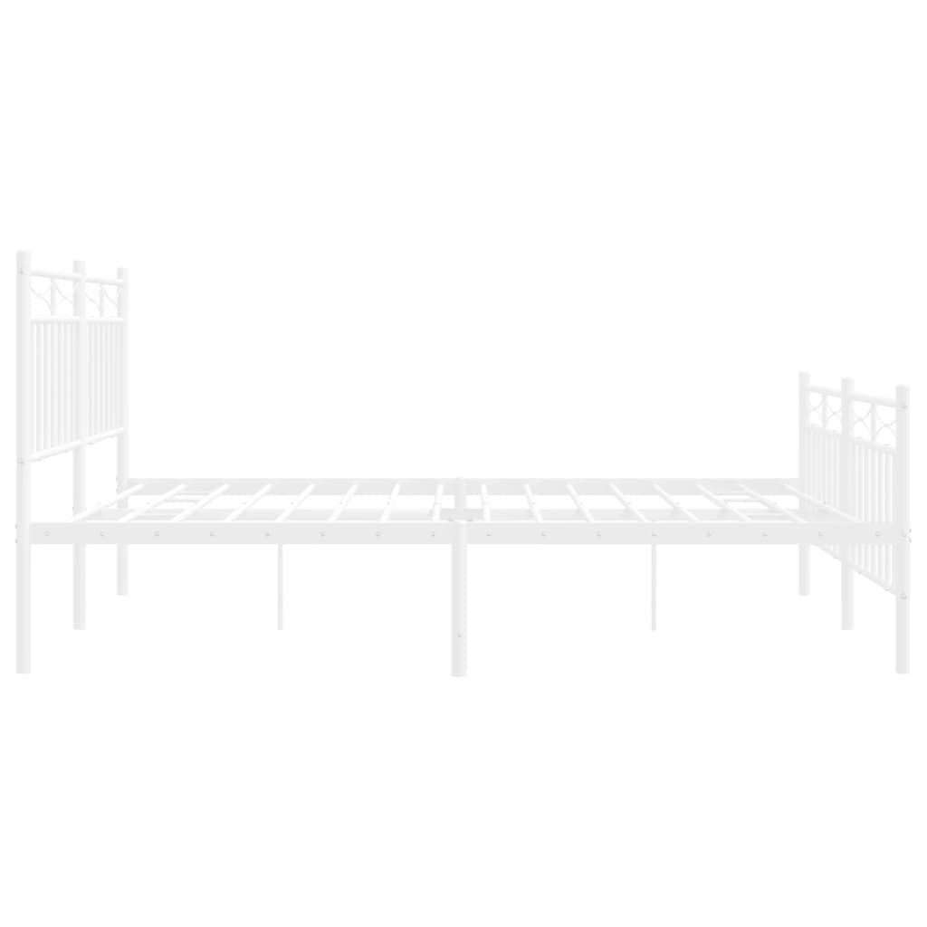 sengeramme med sengegavl og fodgærde 140x190 cm metal hvid