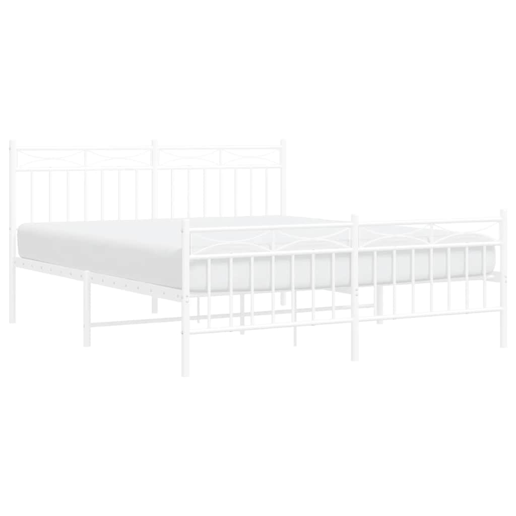 sengeramme med sengegavl og fodgærde 150x200 cm metal hvid