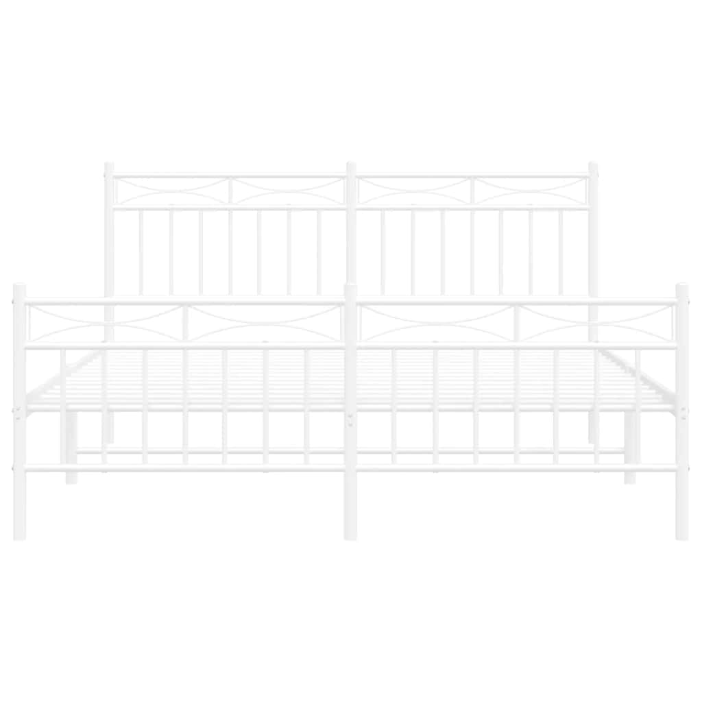 sengeramme med sengegavl og fodgærde 150x200 cm metal hvid