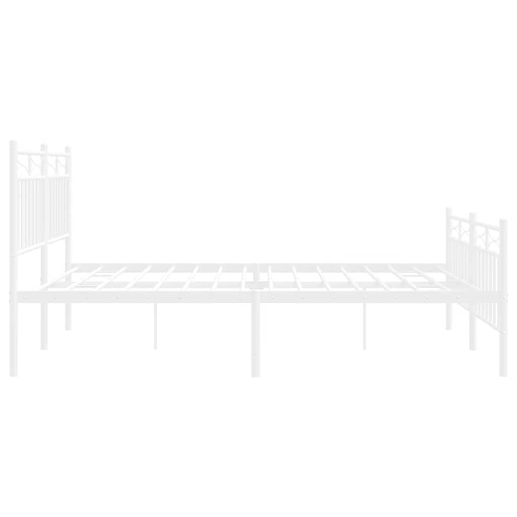sengeramme med sengegavl og fodgærde 150x200 cm metal hvid