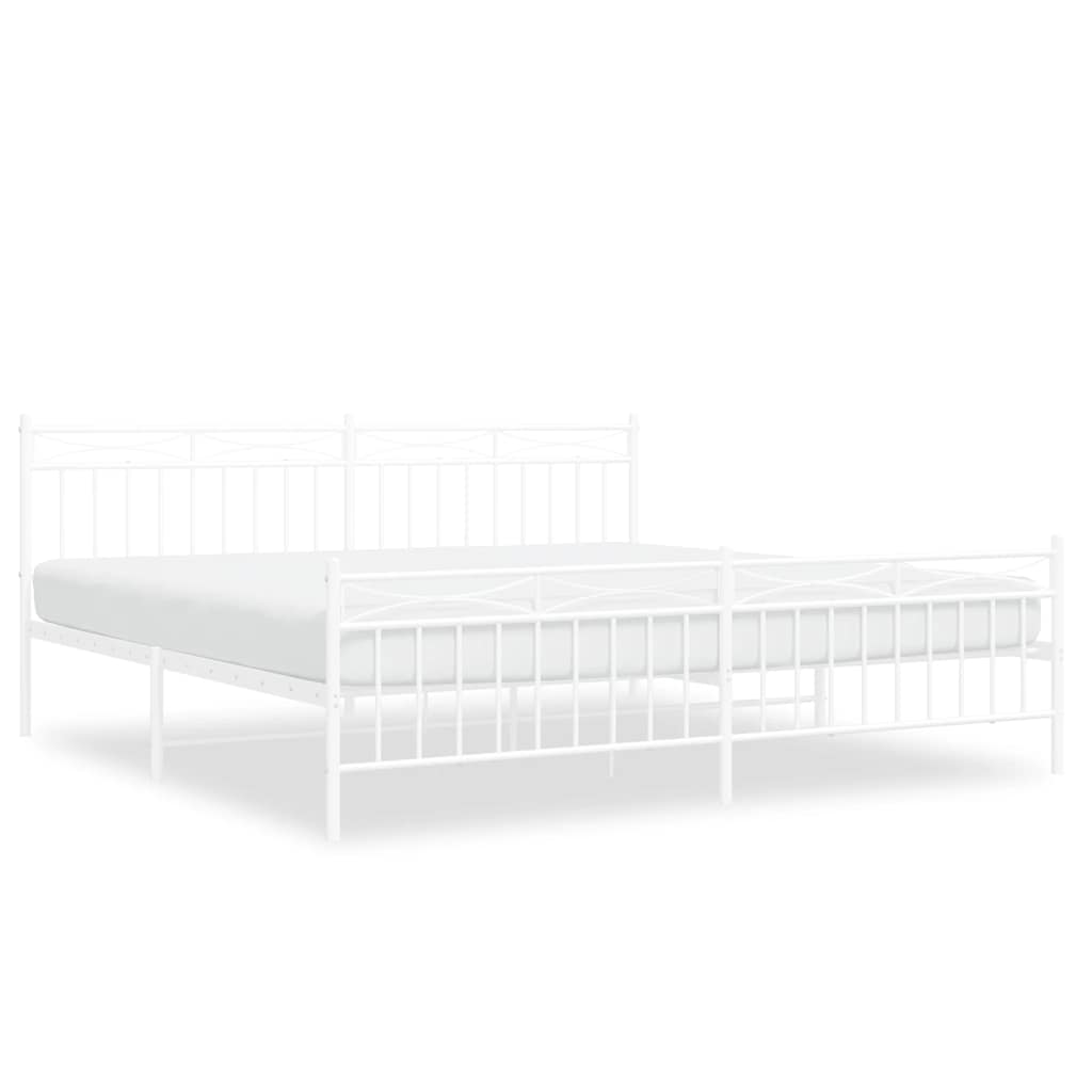 sengeramme med sengegavl og fodgærde 193x203 cm metal hvid