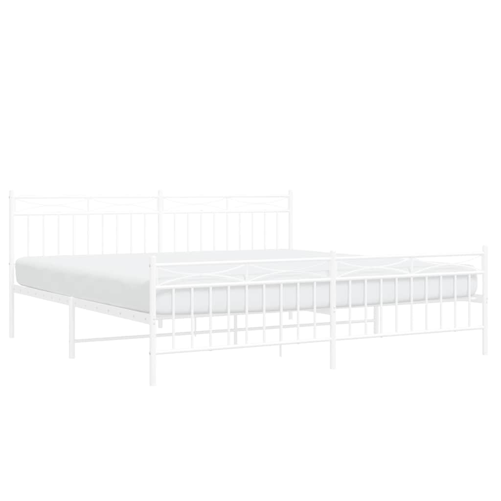 sengeramme med sengegavl og fodgærde 193x203 cm metal hvid