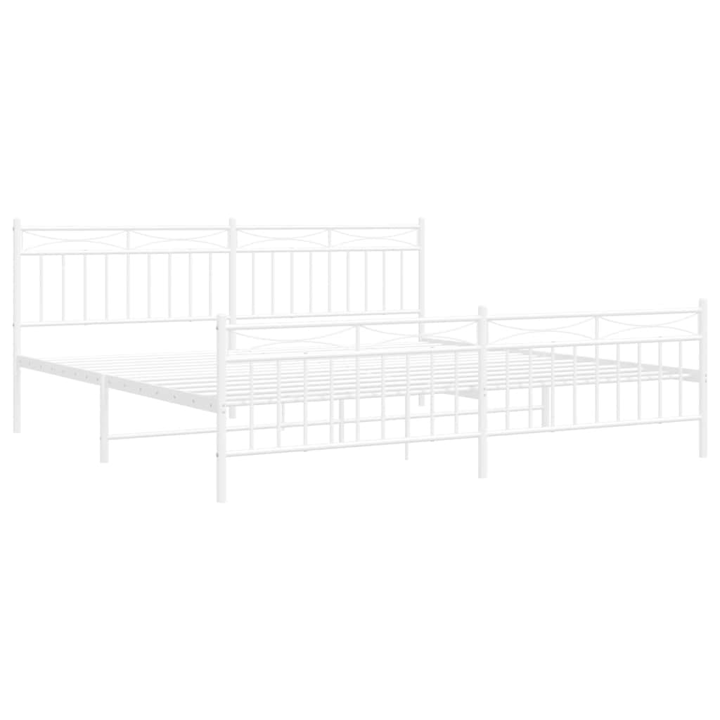 sengeramme med sengegavl og fodgærde 193x203 cm metal hvid
