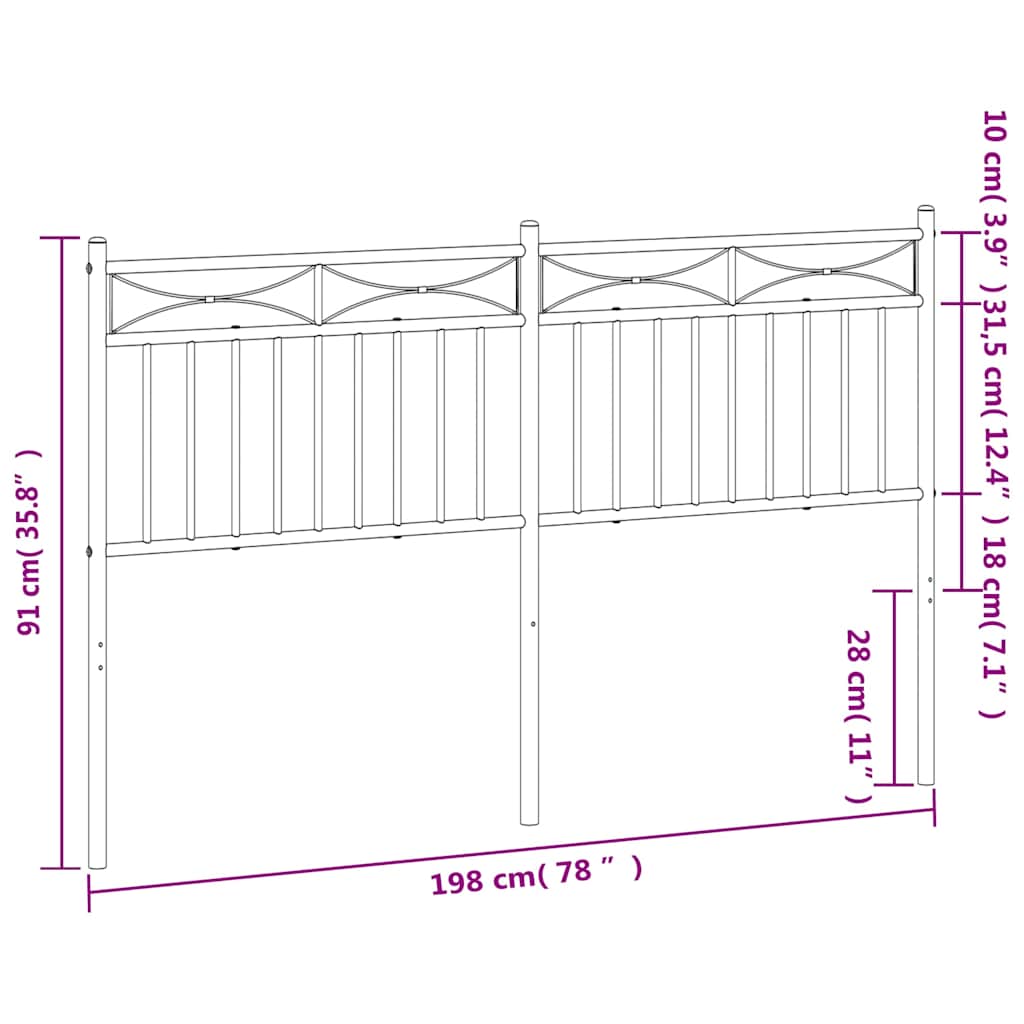 udskiftningsgavl 193 cm metal hvid