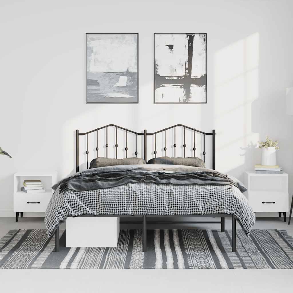 sengeramme med sengegavl 135x190 cm metal sort