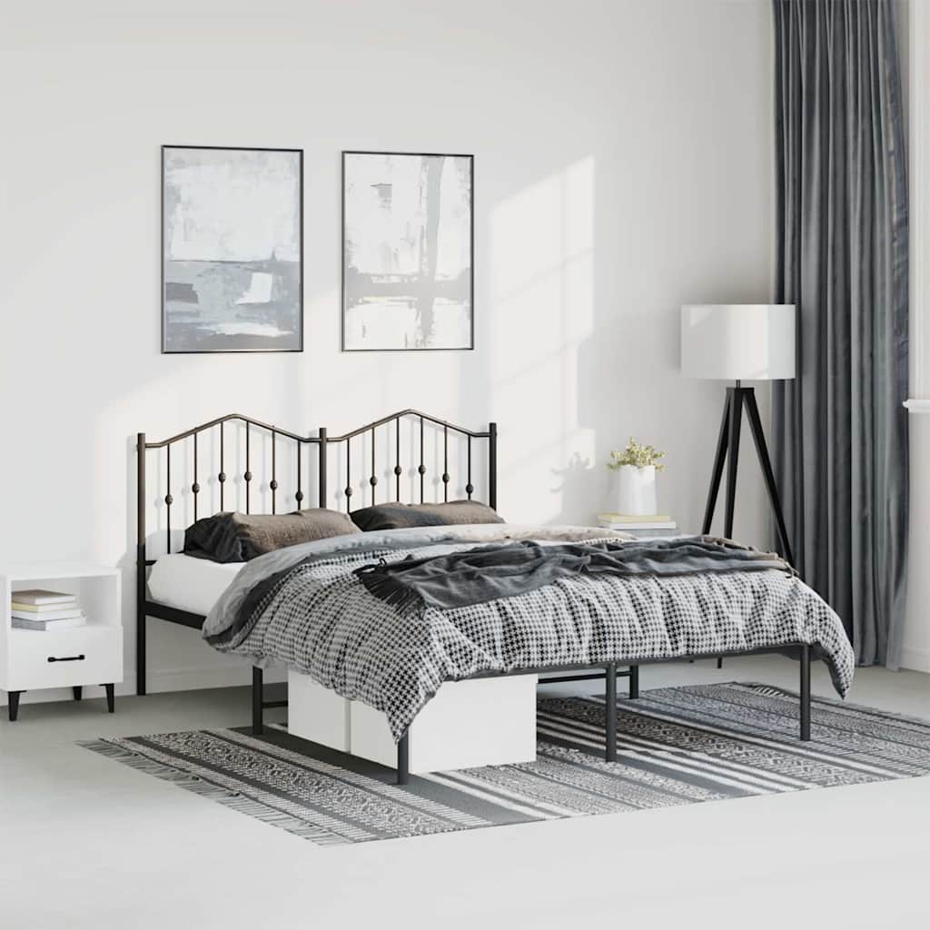 sengeramme med sengegavl 135x190 cm metal sort