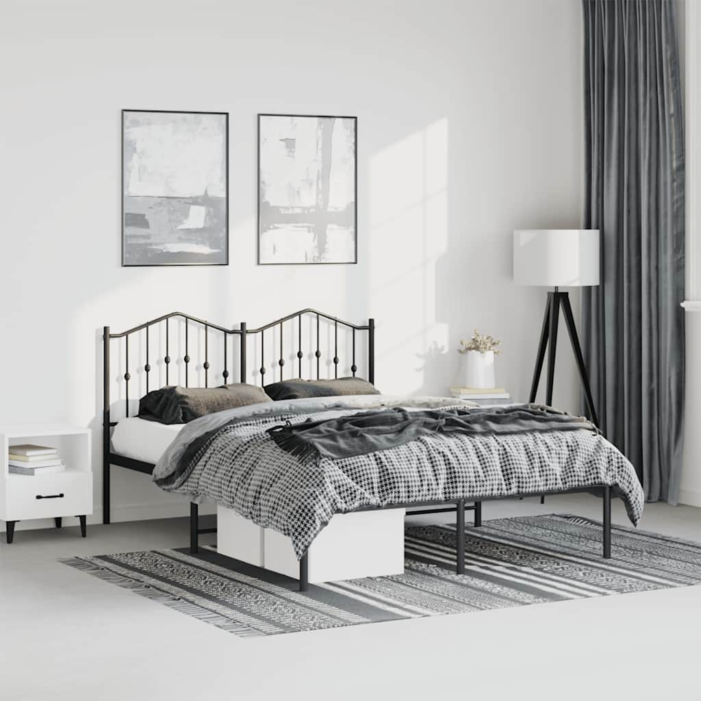 sengeramme med sengegavl 150x200 cm metal sort