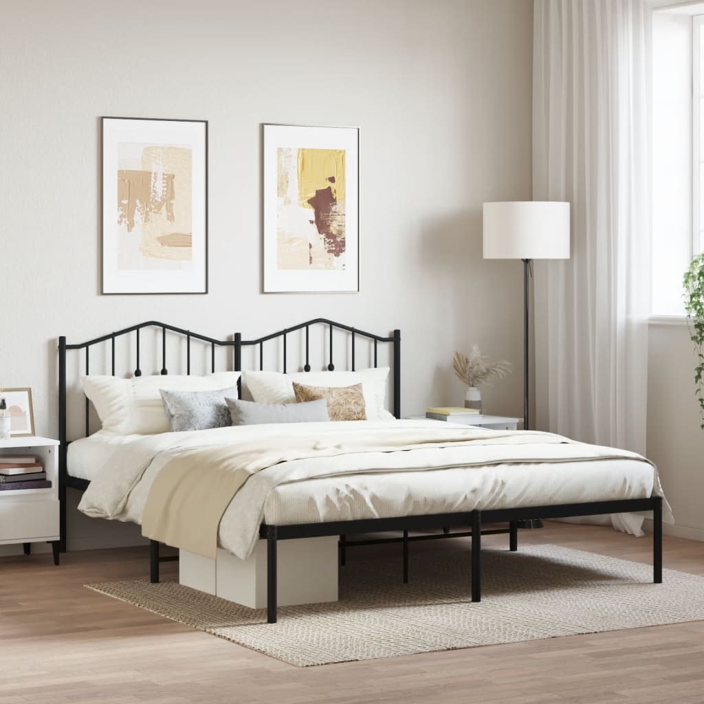 sengeramme med sengegavl 160x200 cm metal sort