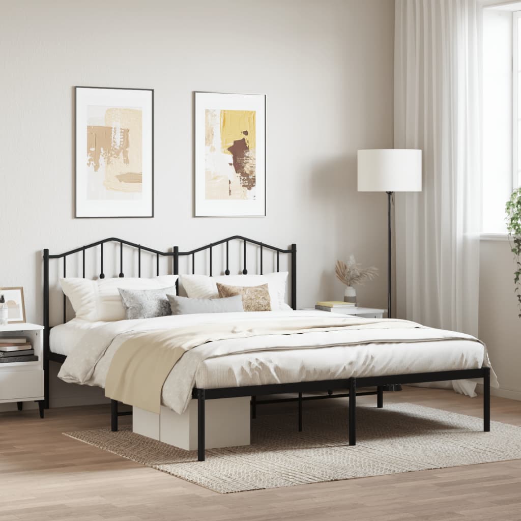 sengeramme med sengegavl 180x200 cm metal sort