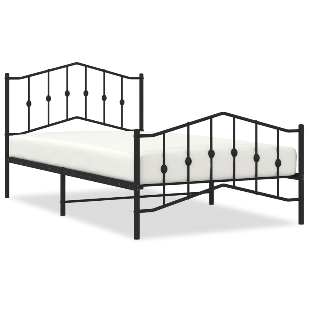 sengeramme med sengegavl og fodgærde 107x203 cm metal sort