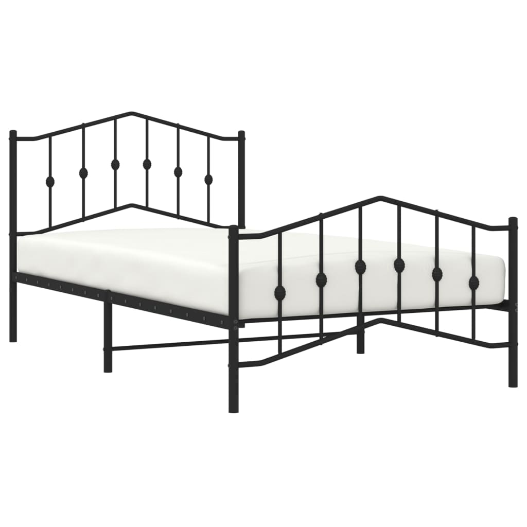 sengeramme med sengegavl og fodgærde 107x203 cm metal sort