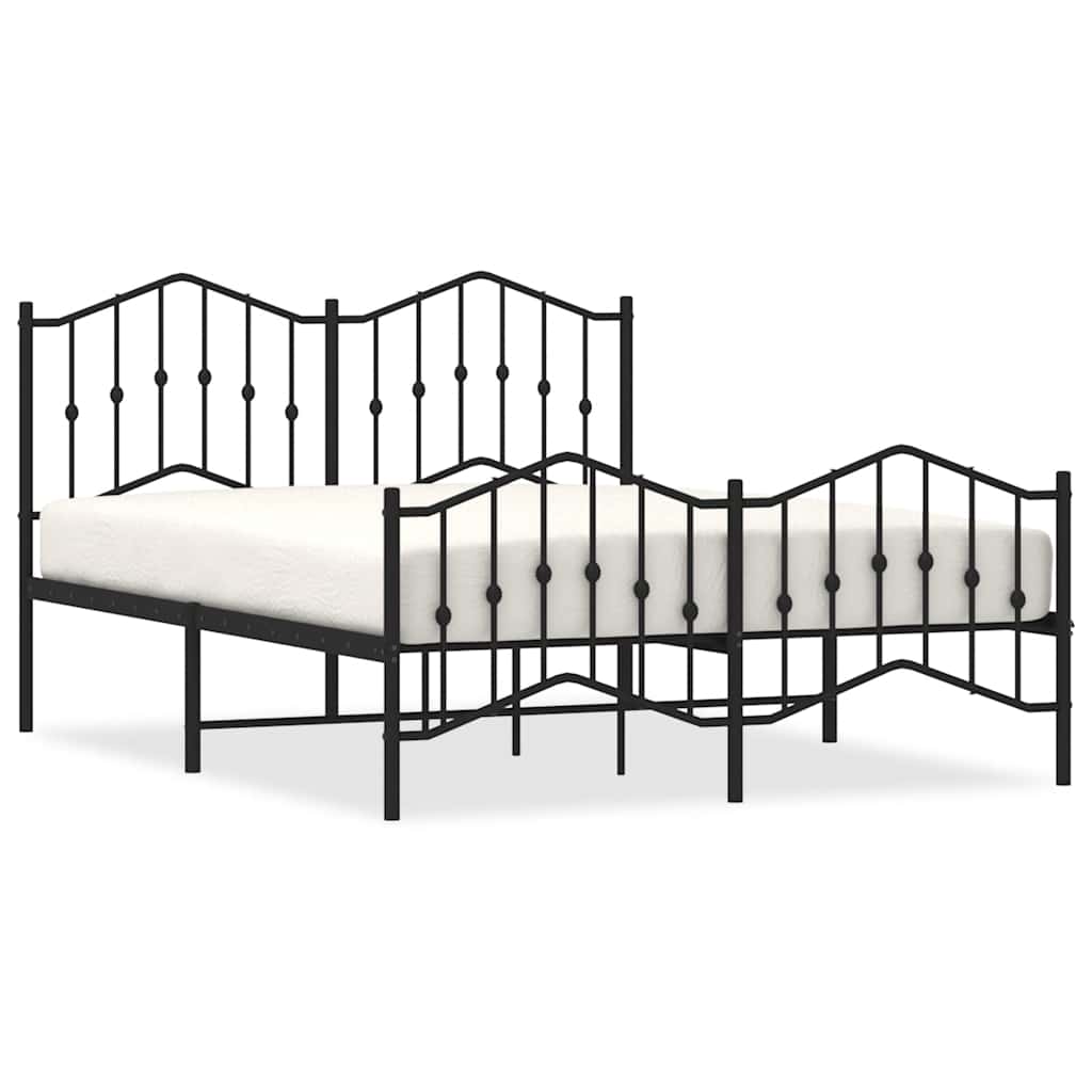sengeramme med sengegavl og fodgærde 135x190 cm metal sort