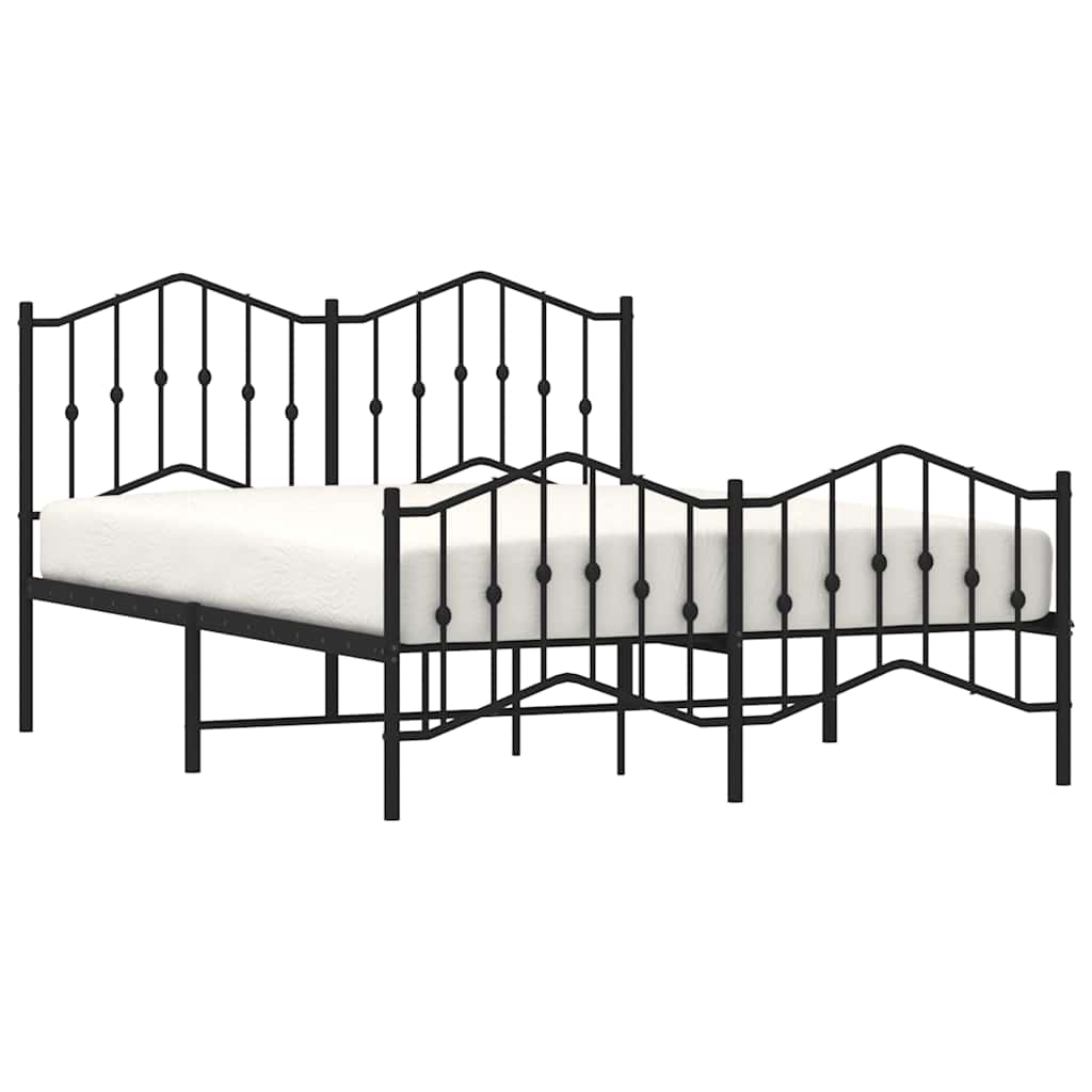 sengeramme med sengegavl og fodgærde 135x190 cm metal sort