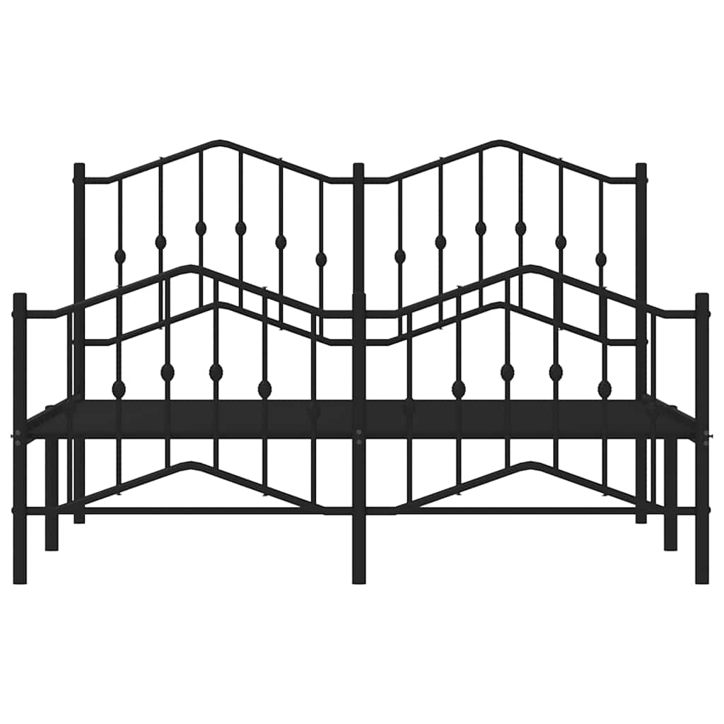 sengeramme med sengegavl og fodgærde 135x190 cm metal sort
