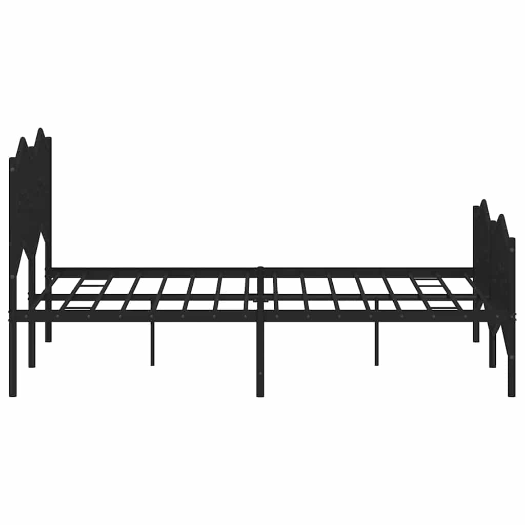 sengeramme med sengegavl og fodgærde 135x190 cm metal sort