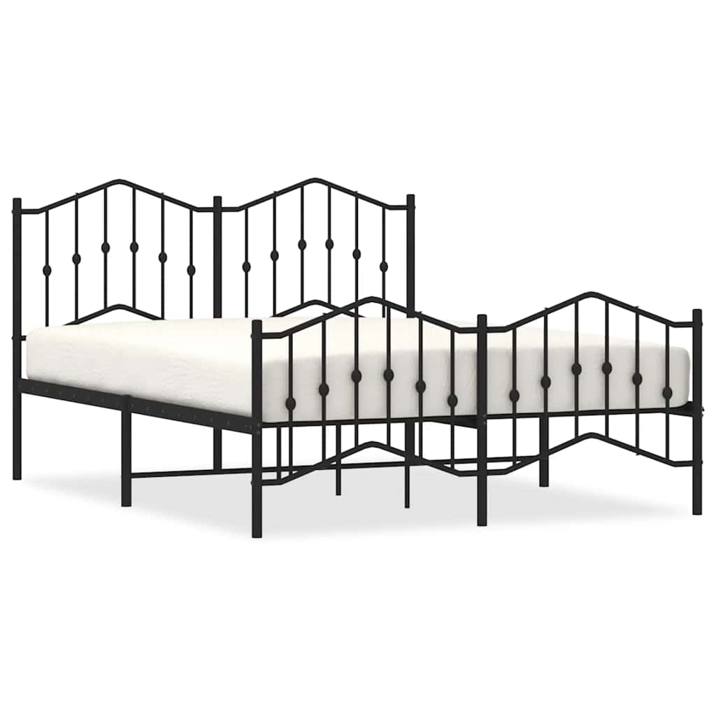 sengeramme med sengegavl og fodgærde 150x200 cm metal sort