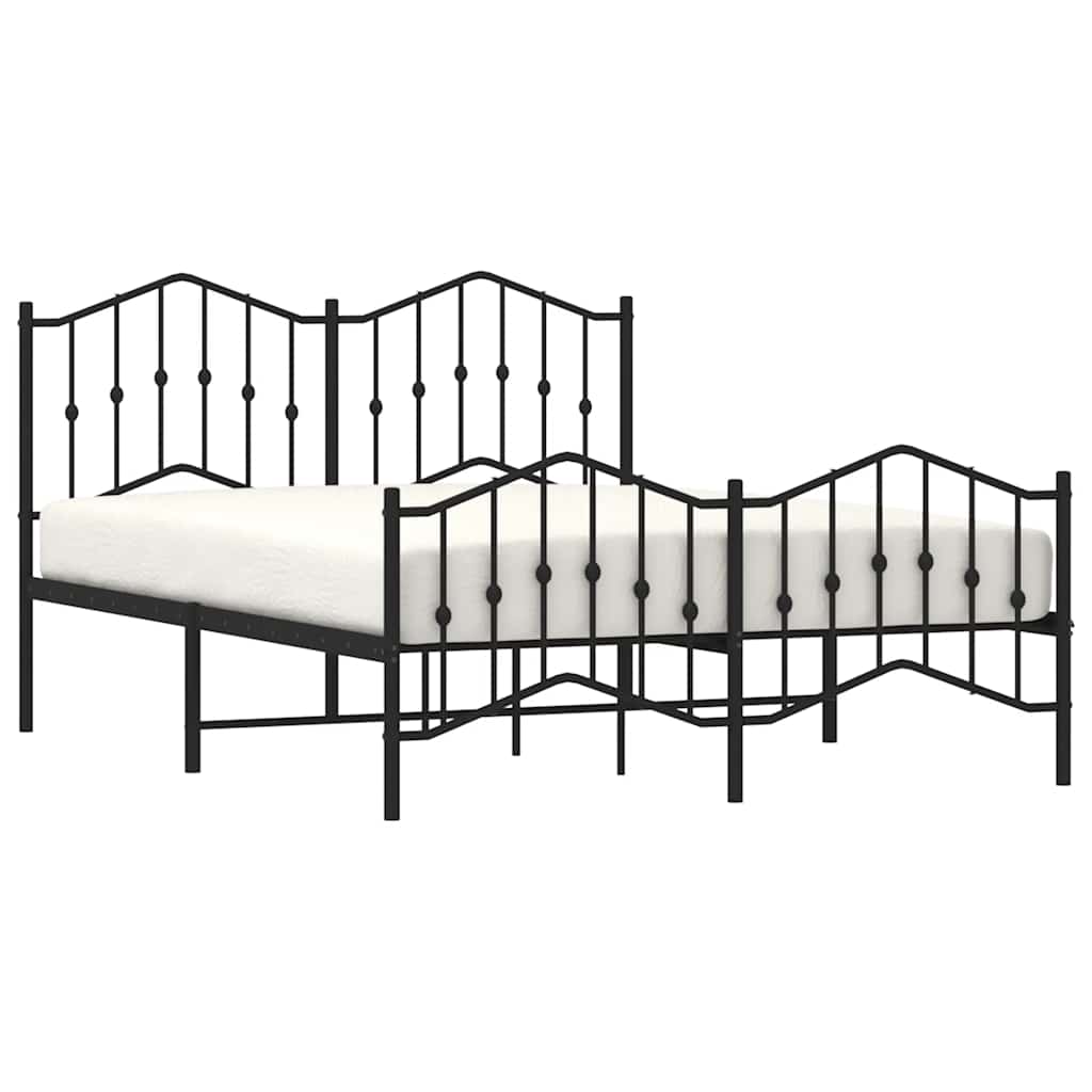sengeramme med sengegavl og fodgærde 150x200 cm metal sort