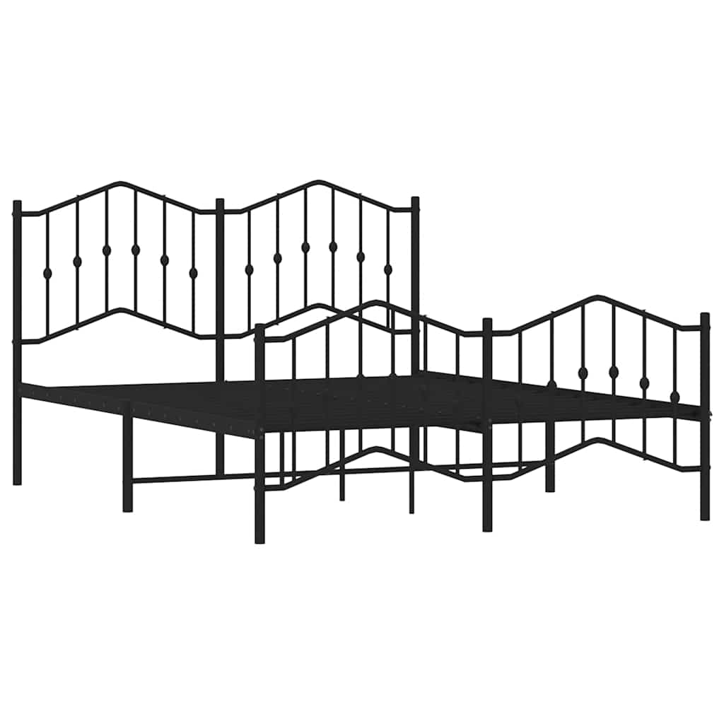 sengeramme med sengegavl og fodgærde 150x200 cm metal sort