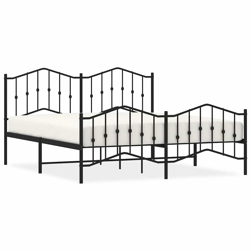 sengeramme med sengegavl og fodgærde 183x213 cm metal sort