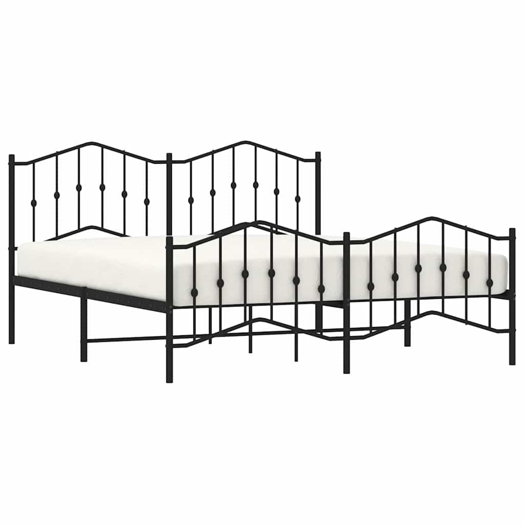 sengeramme med sengegavl og fodgærde 183x213 cm metal sort
