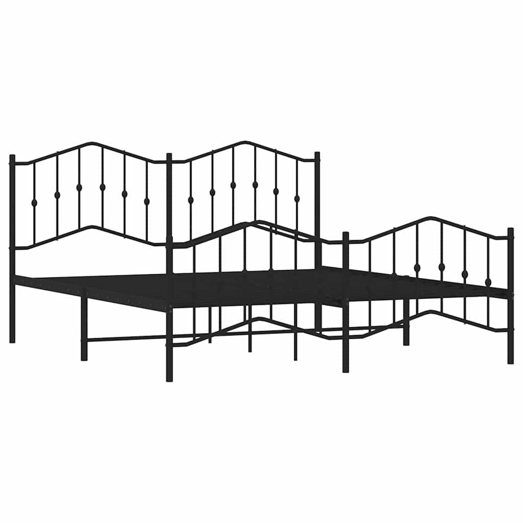 sengeramme med sengegavl og fodgærde 183x213 cm metal sort