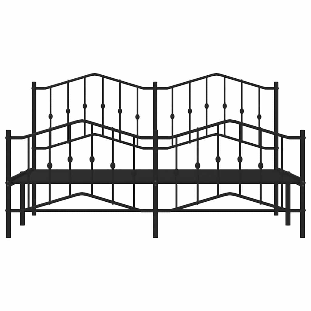 sengeramme med sengegavl og fodgærde 183x213 cm metal sort
