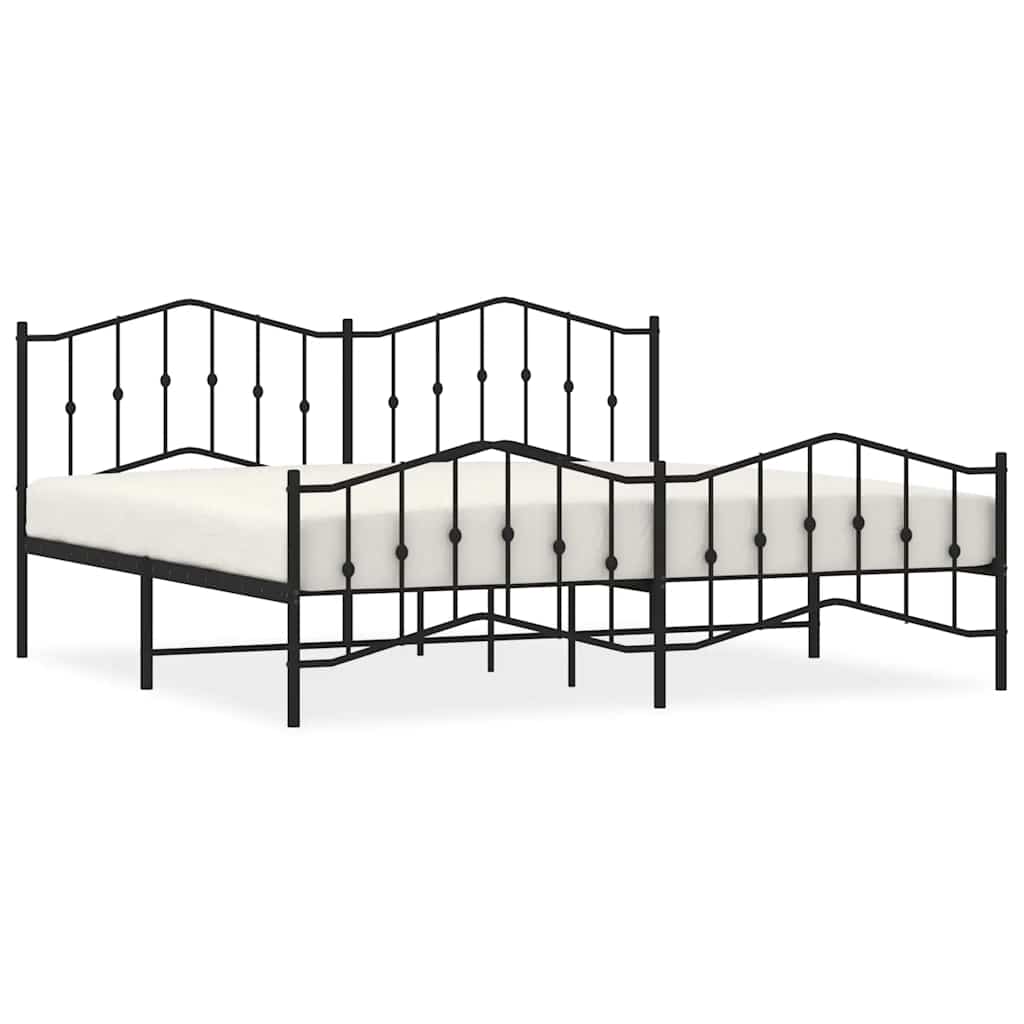 sengeramme med sengegavl og fodgærde 193x203 cm metal sort