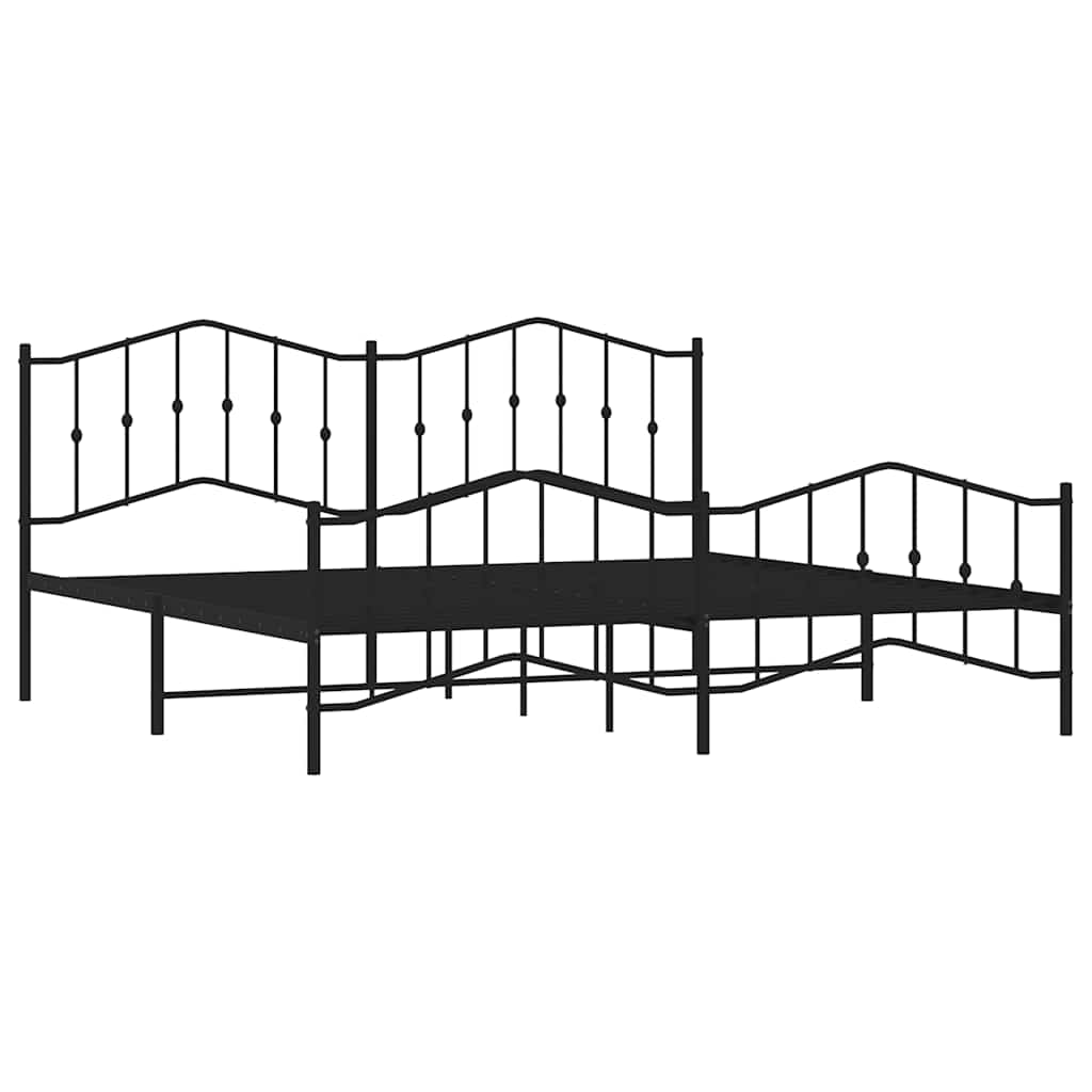 sengeramme med sengegavl og fodgærde 193x203 cm metal sort