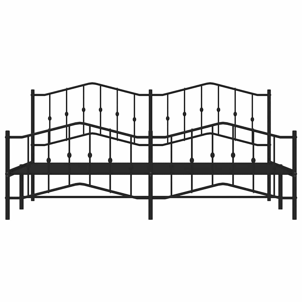 sengeramme med sengegavl og fodgærde 193x203 cm metal sort
