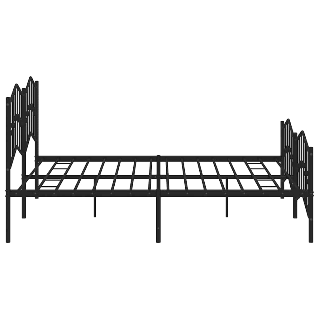 sengeramme med sengegavl og fodgærde 193x203 cm metal sort