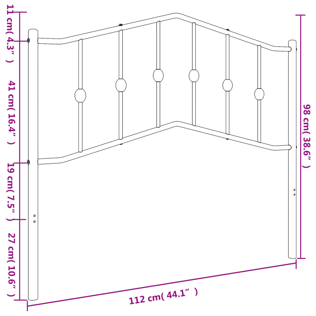 udskiftningsgavl 107 cm metal sort