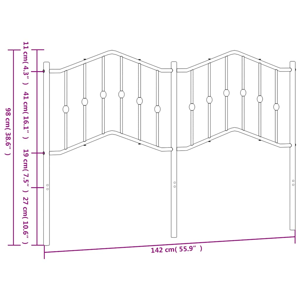 udskiftningsgavl 135 cm metal sort