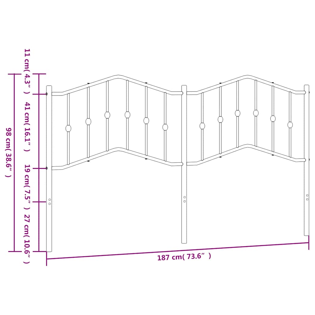 udskiftningsgavl 180 cm metal sort